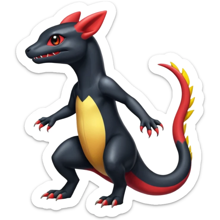 Shiny Salandit-Umbreon-Charmeleon-Fakémon-hybrid-creature (full body)  sticker