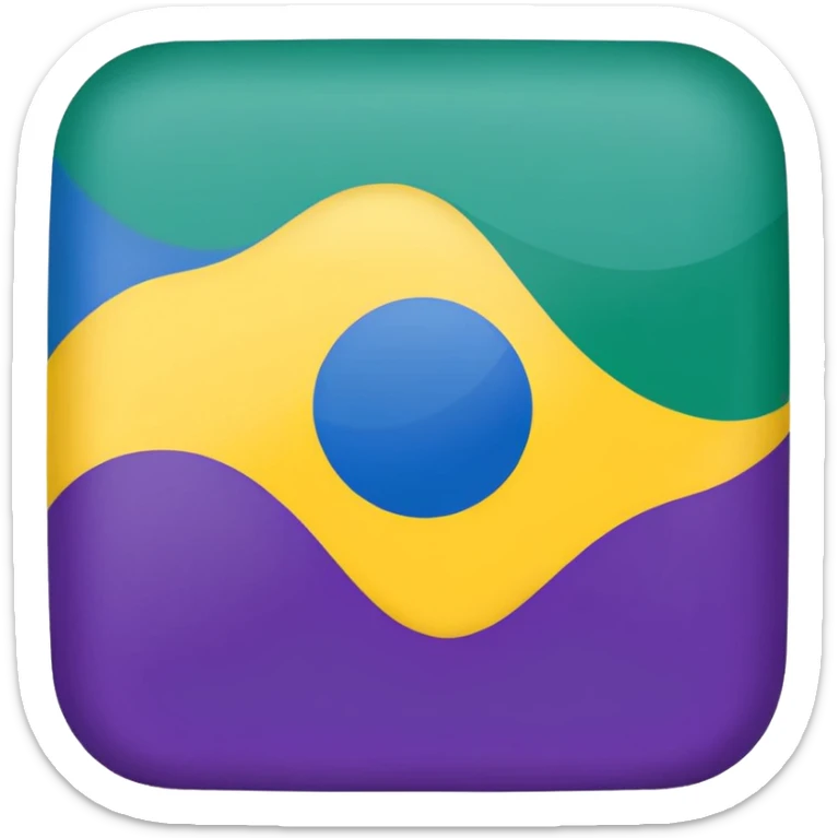 Bandera color azul amarillo morado y verde, seccionada en 4 partes iguales cuadradas sticker