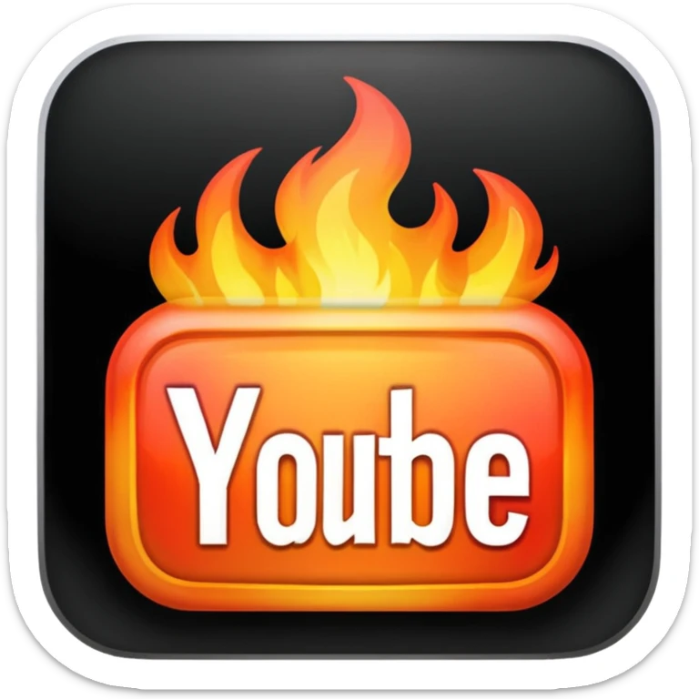 youtube button with flames sticker