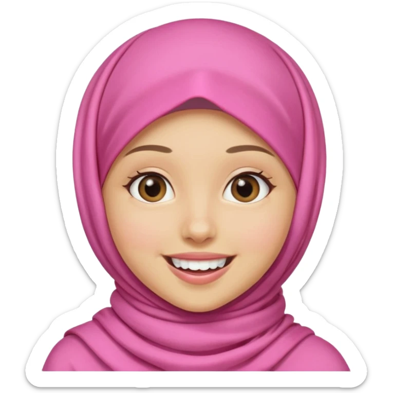 A medium light skin girl with pink hijab smile JANGAN KELIHATAN GIGI sticker