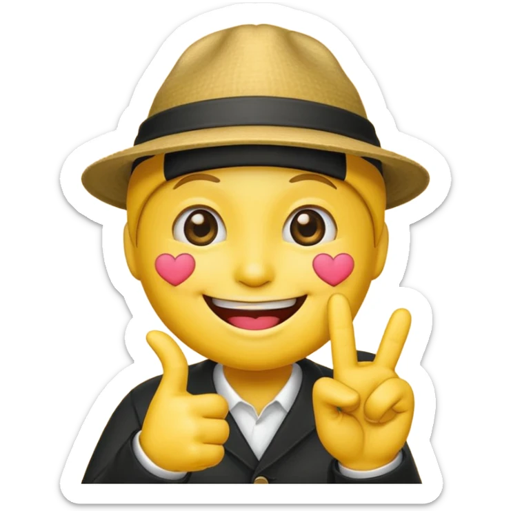 A Smiling Face with Smiling Eyes emoji with a hand korean finger heart emoji that has the middle finger sticking out sticker