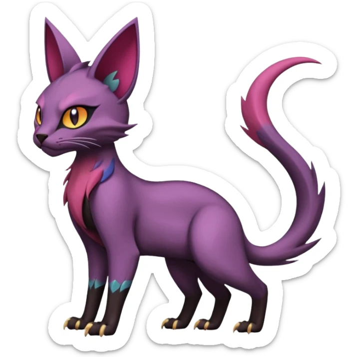 dark edgy dull pointy edgy Noivern-Noibat-Purloin-Torracat-Lykoi-Caracal-cat-Fakemon-fusion-hybrid-creature sticker