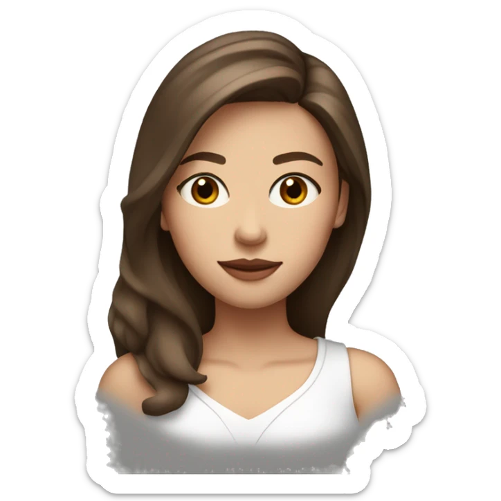 A girl with brown Hair  and Brown eyes, round lips and a sharp jawline but no clear skin sticker