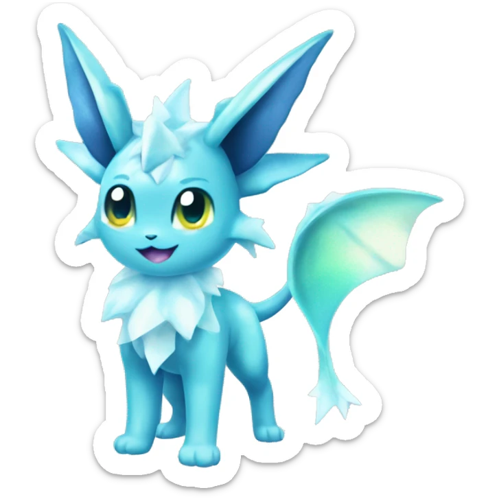 Kawaii Gorgeous Beautiful Shiny Sparkly Vaporeon-Glaceon-Pokémon full body sticker