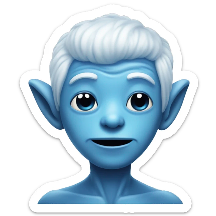 Cute blue alien with white tuft of hair on top of head sticker