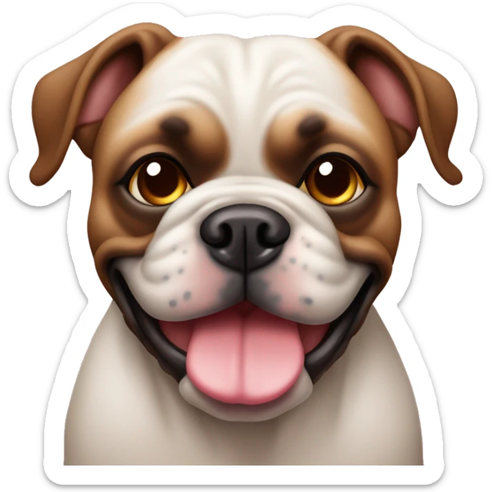 Buldogue filhote pelagem caramelo manchado nos olhos com cara de fêmea  sticker