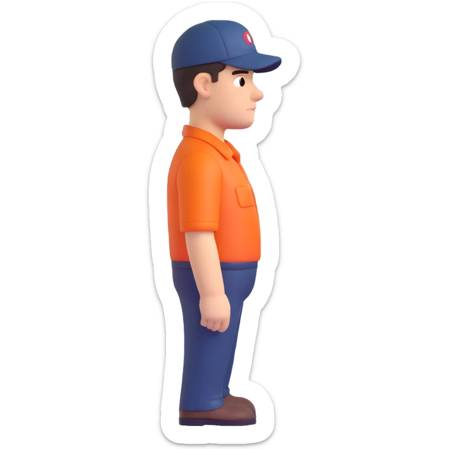 emoji of delivery man is going somewhere to the right , he is sad, he is dressed in work uniform sticker