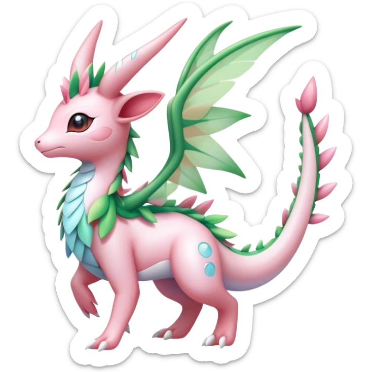Shiny Exotic Cute Majestic Ethereal Sparkly Flygon-Sylveon-Shaymin-Meganium-Hybrid-Creature sticker