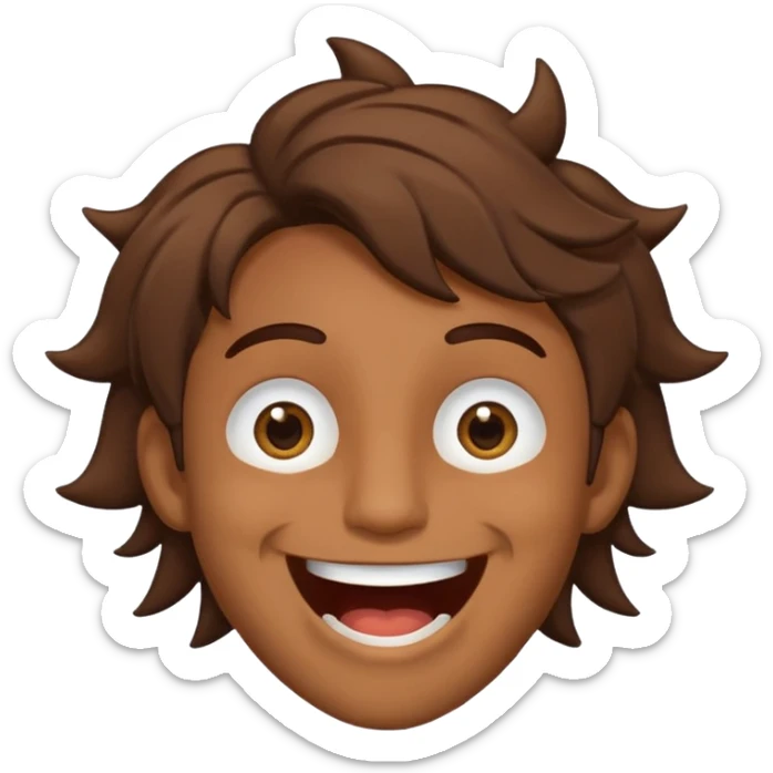 Color de piel moreno los ojos ke sean de estrella riéndose y pelo café hombre  el pelo asialado🤩pelo asía a bajoo sticker