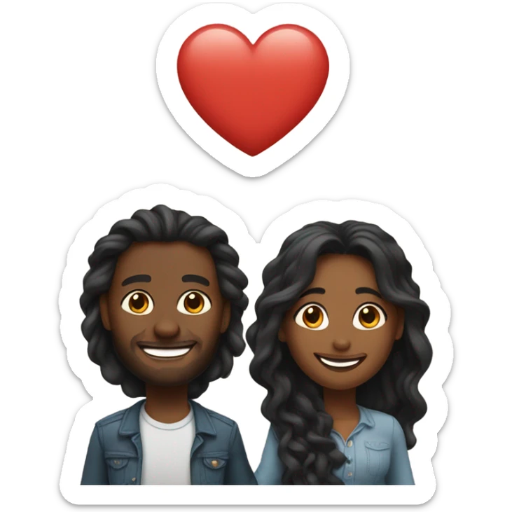 A black woman with long hair and her husband holding hands in love sticker