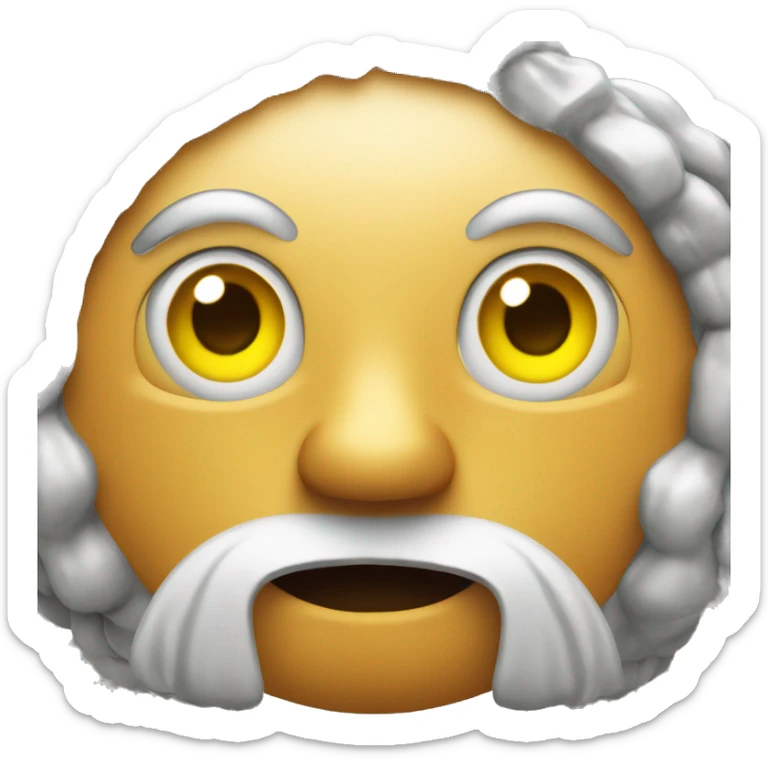 Face of grey Maine coin with small ginger spot on the forehead with yellow eyes and small ball in mouth sticker