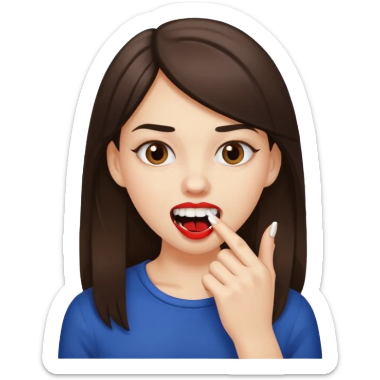 Une fille brune et blanche qui se mord l'ongle avec ses dents comme si elle draguait qqn sticker