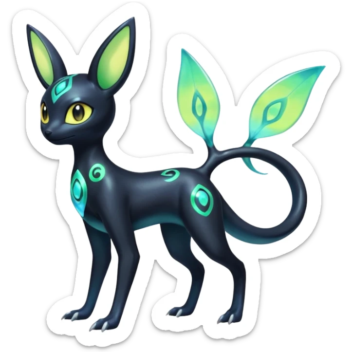 Shiny Aural Umbreon-Celebi-Amaura-Salandit-Fakémon-fusion (full body) sticker