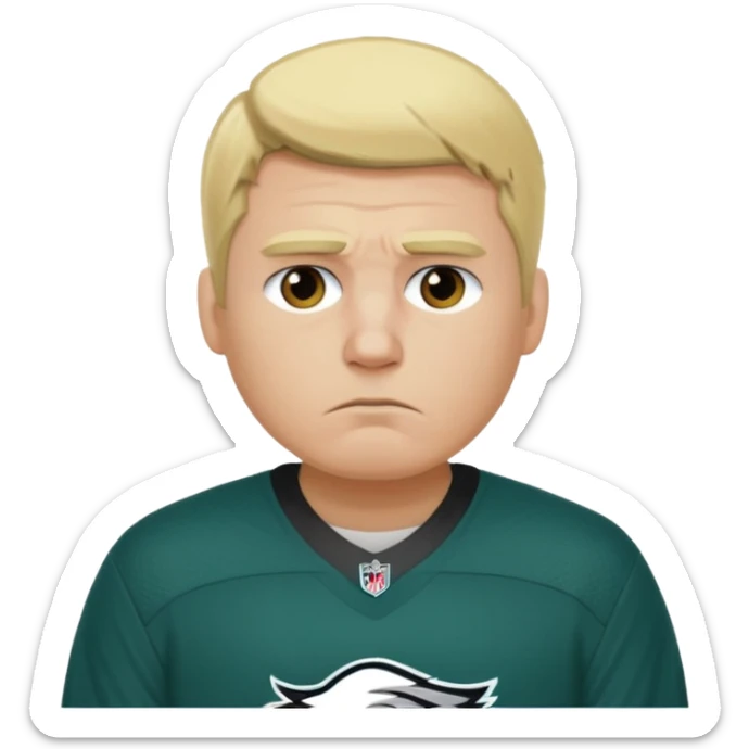 An adult blonde male Eagles fan who is sad sticker