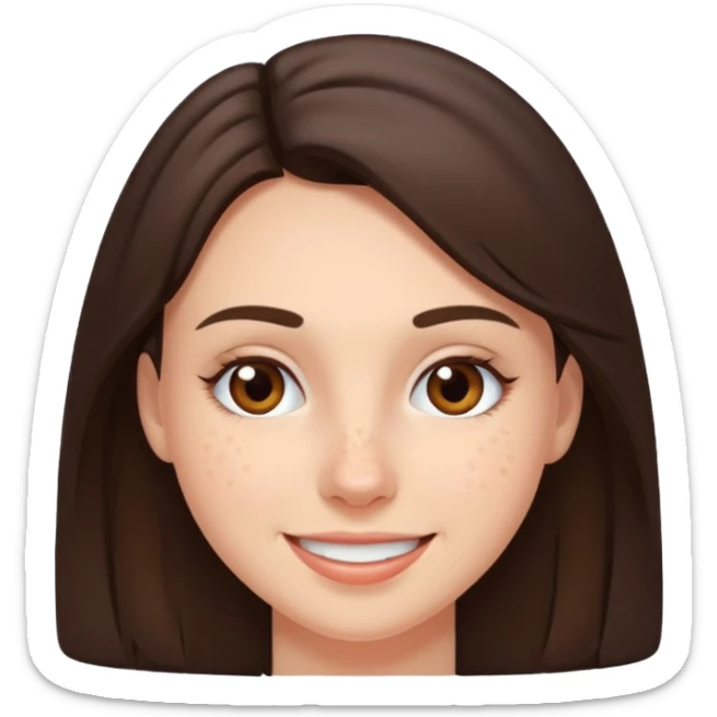 brunette with lots and lots of pimples on her cheek and forehead, still smiling sticker