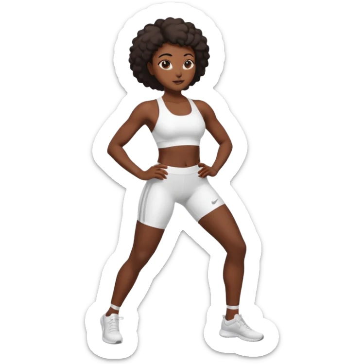 darkskin back woman in white sportswear Fit body focus chin to thigh sticker