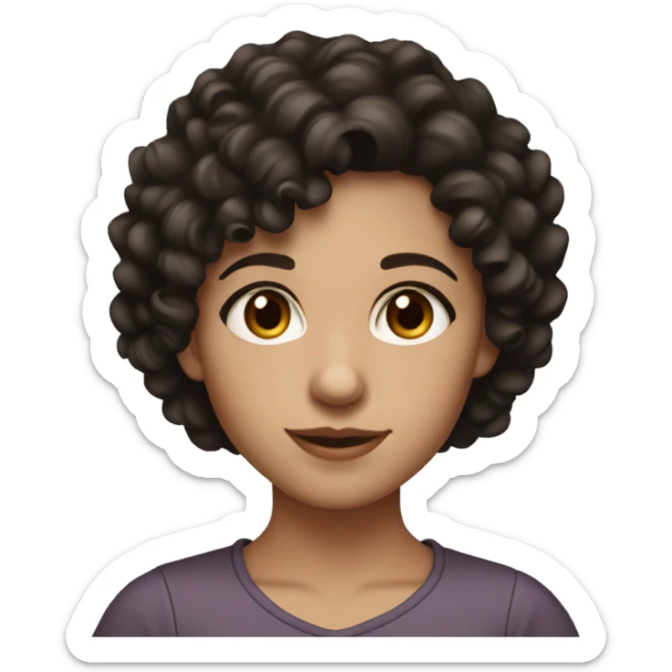 Girl with very dark brown curly hair and dark brown eyes and fair skin sticker