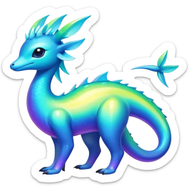 Shiny Exotic Colorful Amaura-Aurorus-Fakémon-hybrid-creature (full body)  sticker