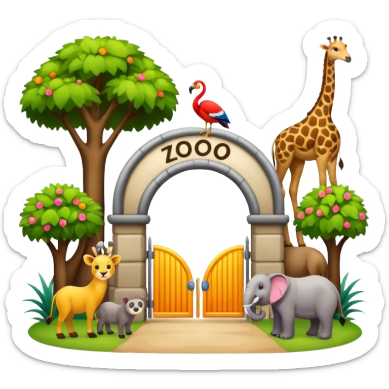 entrada de un zoo y que vean animales  sin ninguna persona  sticker