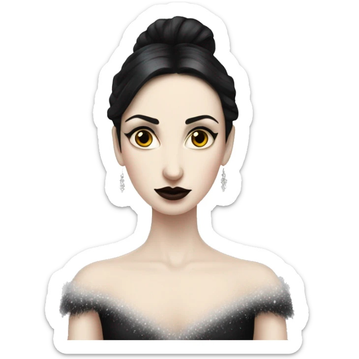 One pale woman wearing as Black swan ballet woman, sad fierce pale skin with black hair woman  sticker