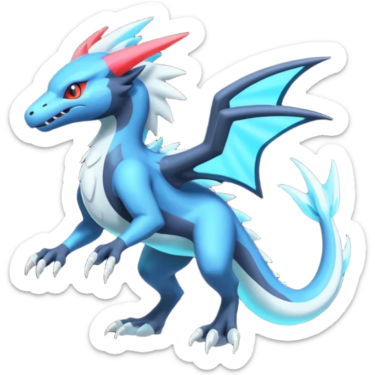 Neon Vibrant Pulsating Trail-glowing Chromatic Trico-Absol-Salamence-Salandit-Silvally-fusion-hybrid sticker