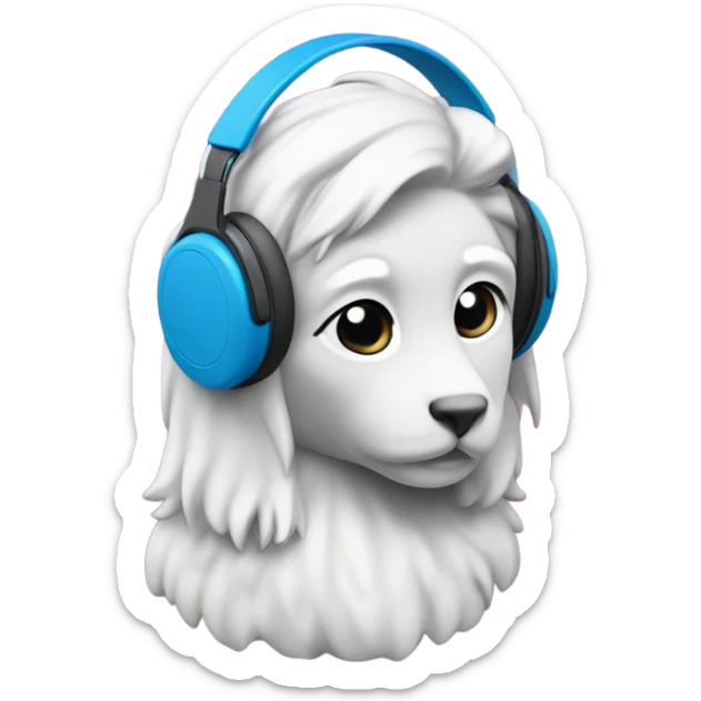 gata amistosa con auriculares, en tonos fucsia #ec058c, blanco y azul oscuro sticker