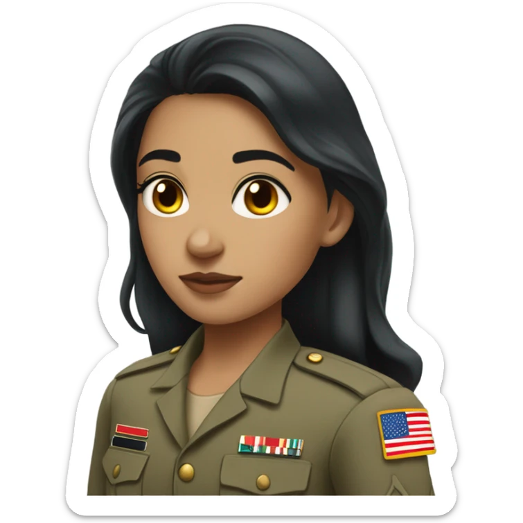 White skin colort pakistani girl with black long hair marine corps  sticker