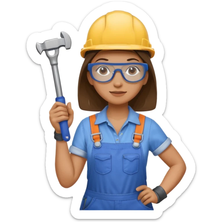 a handywoman holding a wrench in this right hand and a hammer in his left hand sticker