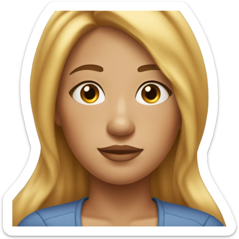 A woman with golden long hair, freckles on her face, and a plus-size build. sticker