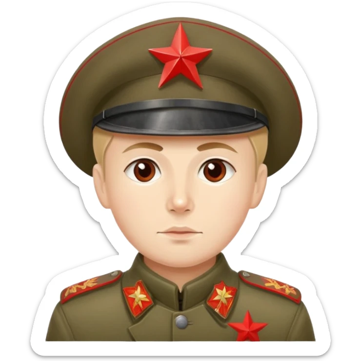 Red Army soldier from 1918 with budenovka hat and red star, Russian Civil War era sticker