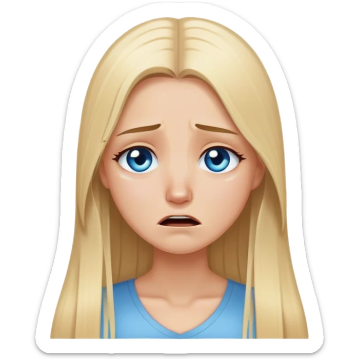 beautiful white girl with long straight blonde hair blue eyes crying  sticker