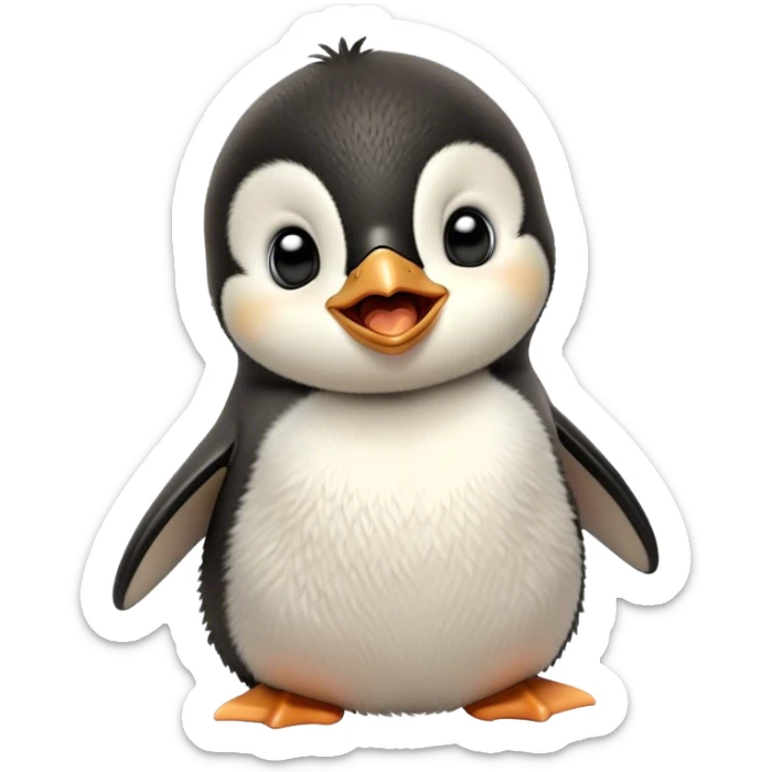 Cinematic Cute Yawning Baby Penguin Portrait Emoji, Head tilted slightly with a dramatic, wide-open yawn, showcasing soft, cuddly feathers and sleepy, half-closed eyes brimming with drowsy contentment, Simplified yet irresistibly adorable features, highly detailed, glowing with a soft, cozy polar glow, high shine, relaxed yet expressive, stylized with a dash of whimsical charm, soft glowing outline, capturing the essence of a drowsy yet affectionate arctic cherub that appears ready to stretch out for a nap! sticker