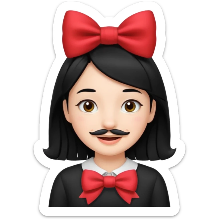 Adolf Hitler Like a girl hair with a bow  That he has black hair and a small mustache(„toothbrush) like Hitle sticker