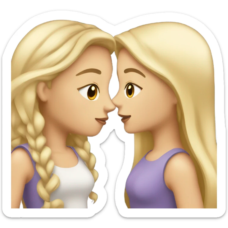 two girls kissing and one is blonde and one is brunette sticker