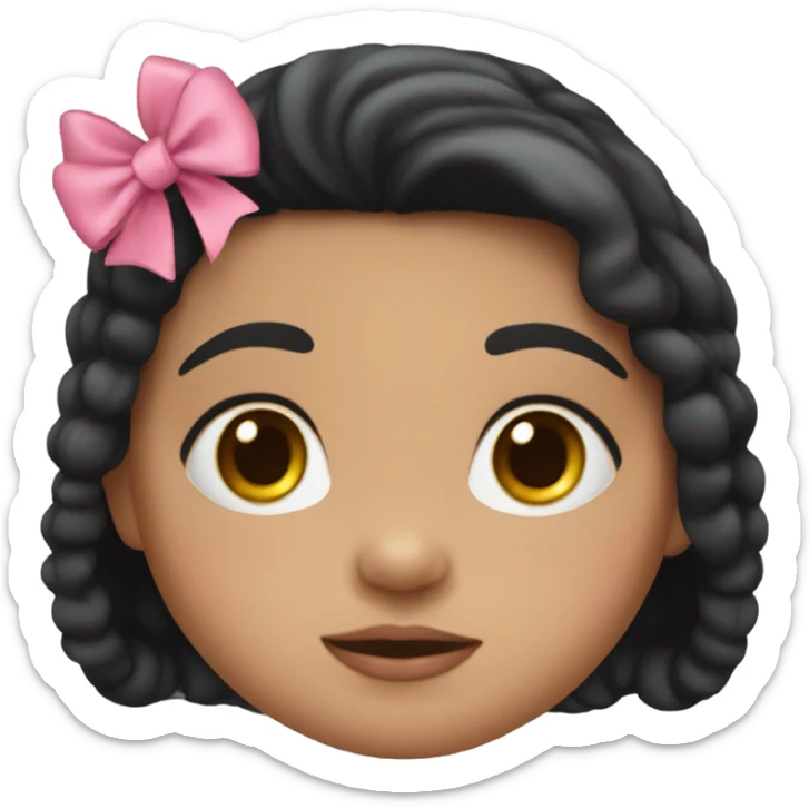 Mexican toddler girl with long black hair and pink bow sticker