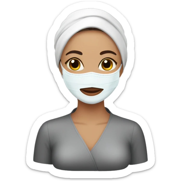 Lady with face mask spa beauty sticker