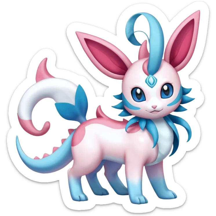 Shiny Cute Milotic-Sylveon-Glaceon-Vaporeon-Dragonair-Pokémon-hybrid-fusion full body sticker