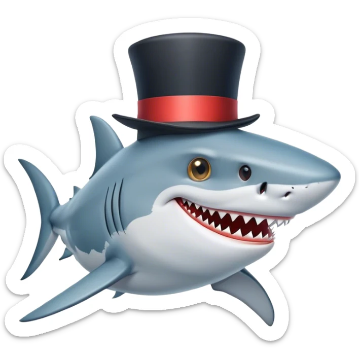 Shark with a top hat sticker