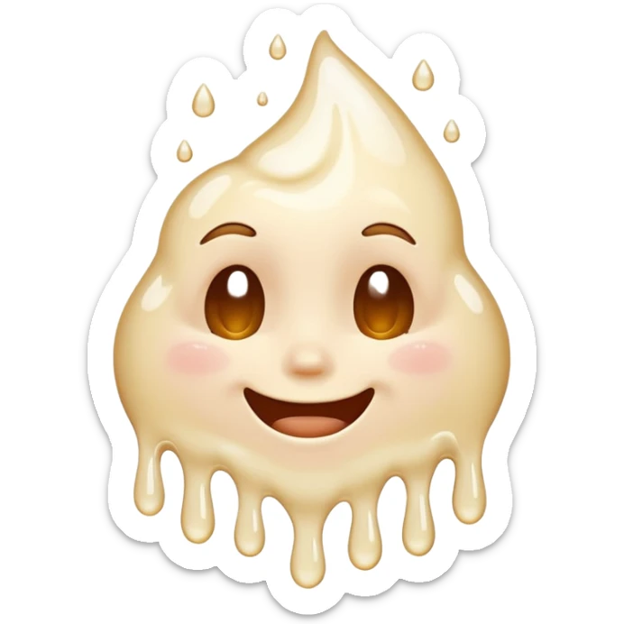 una faccina felice che si scioglie insieme a un liquido bianco sticker
