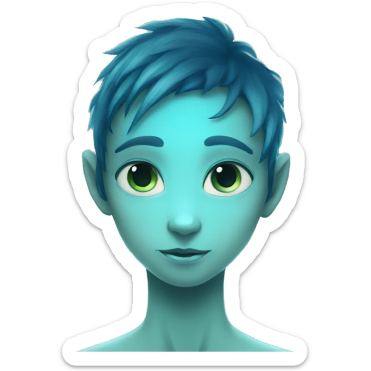na'vi human blue skin bioluminescence teen hybrid boy tail alien cat face sticker