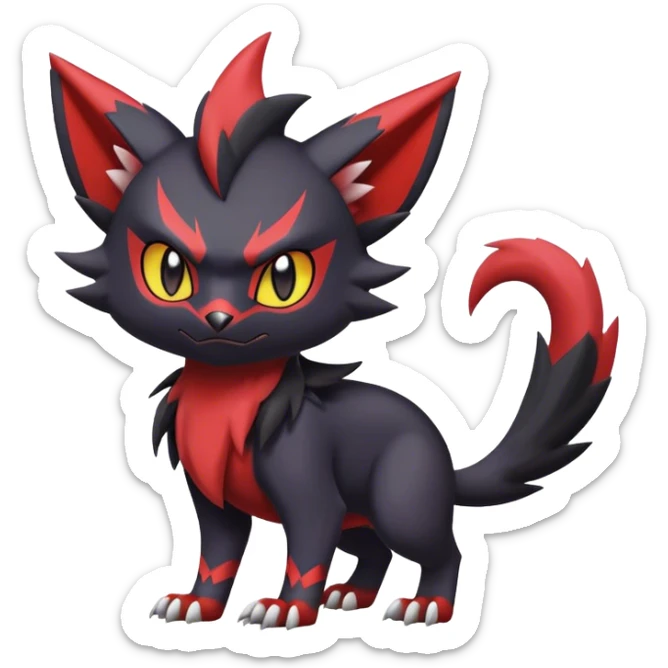 Edgy Cute Cool Kawaii Litten-Noivern-Zoroark-Noibat-Pokemon Full Body  sticker