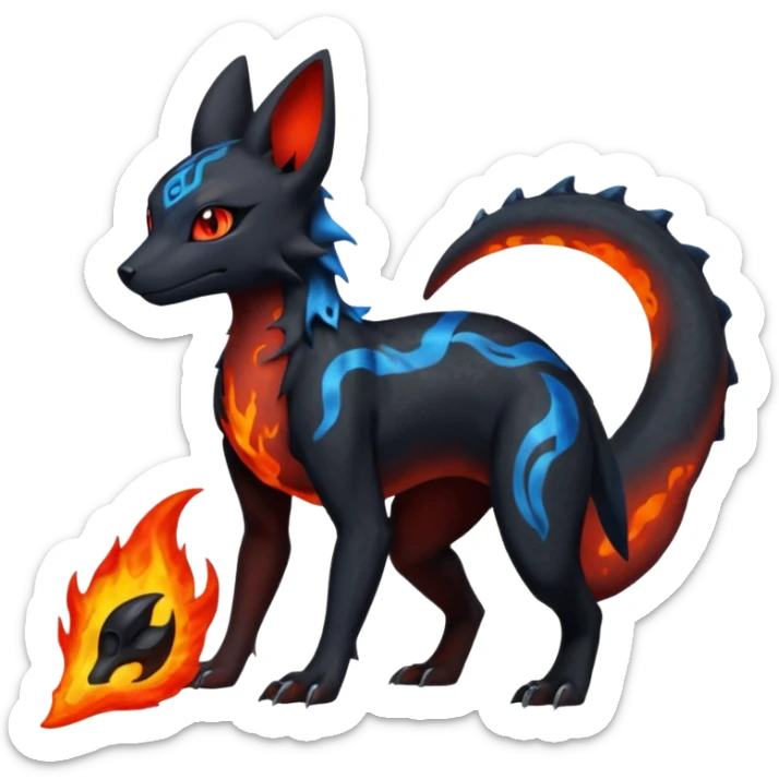 Edgy gothic dark evil volcanic magma-Salandit-Umbreon-Amaura-hybrid-fusion (full body) sticker