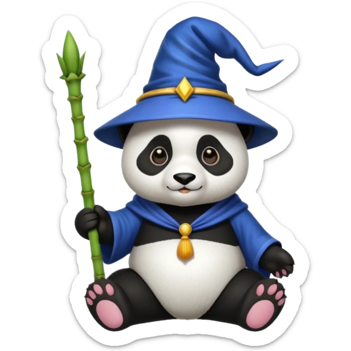 Chcę Pandę która ma czapkę czarownika i która jest kolorach biało-czarnych sticker