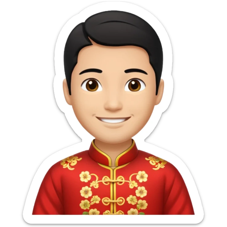 American groom, traditional, culture of chinese, smiley on face. sticker