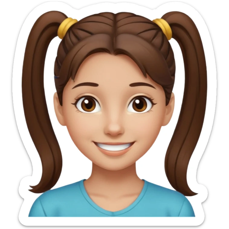a brown haired girl  in a high ponytail but make her really pretty with brown eyes sticker