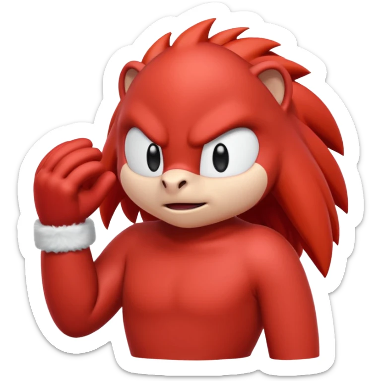 Sonic the hedgehogs friend knuckles a red animal with peach arms and white gloves sticker