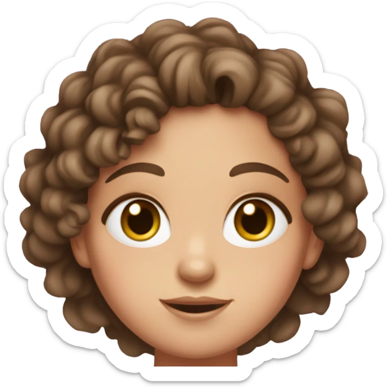 Olive skinned white girl with dark brown eyes + brown curly hair and freckles wearing pink top sticker