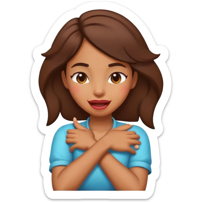 arms crossed holding neck with tongue out winking brown girl sticker