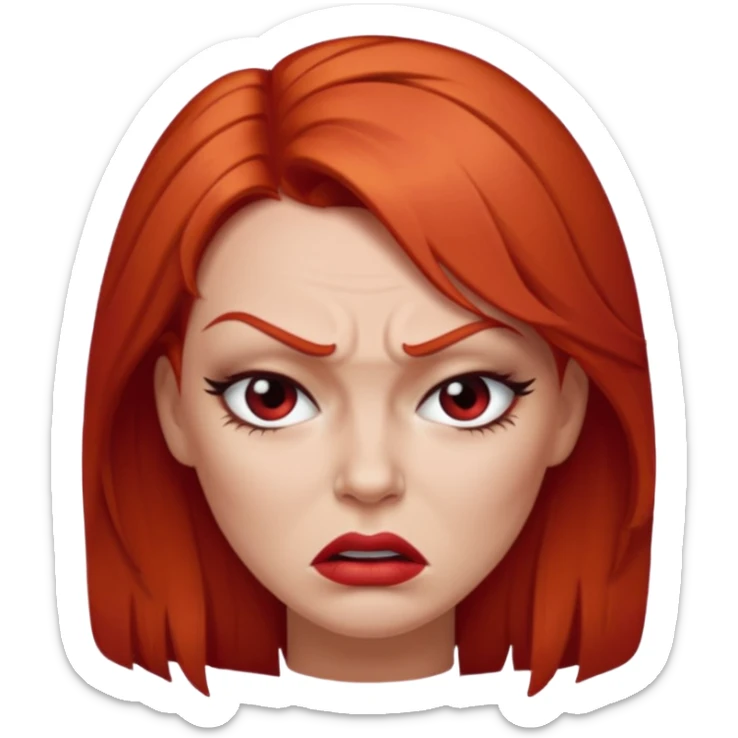 mujer pelirroja con los ojos y los labios maquillados enojada sticker