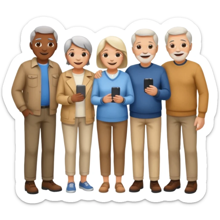 A large crowd of adults and seniors in casual clothing at an afterwork meeting sticker